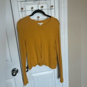 Topshop twist front long sleeve crop top